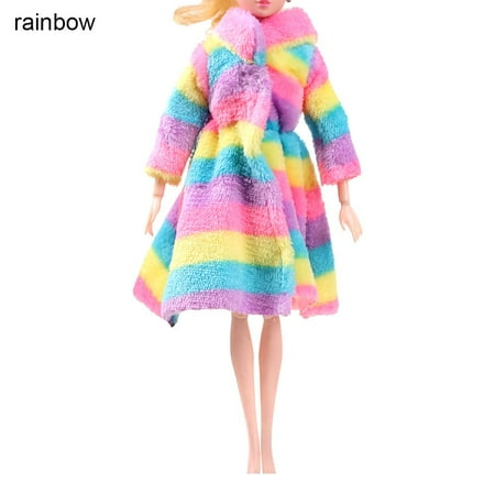 

Girl Gifts Suitable for 27-29cm Clothing Accessories Mini Winter Overcoat Long Coat Nightgown Party Dressing RAINBOW