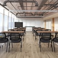 thumbnail image 4 of Conference Table, 8PC Folding Flip Top Conference Room Tables, Mobile Office Meeting Desk with Wheels, Modern Space-Saving Seminar Table for Classroom, Office,Training Room, 4 of 9