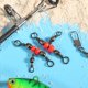 thumbnail image 3 of 10 Uds. Conector de rodamiento giratorio Triple de barril rodante de pesca de 3 vías (NO 10) Likrtyny Deportes al aire libre Salida diaria Juego de fiesta, 3 of 9