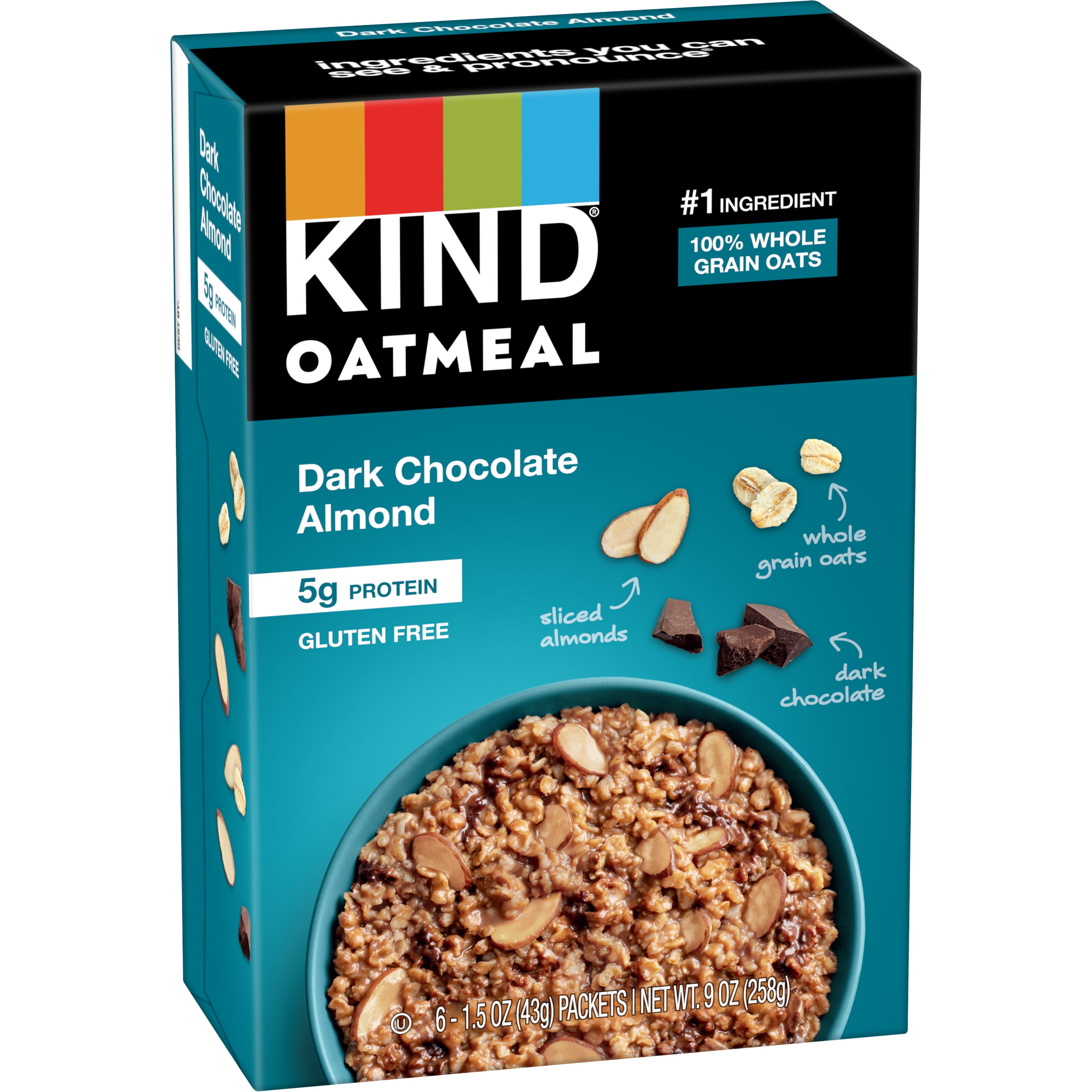 KIND Instant Oatmeal, Dark Chocolate Almond, 6 Ct