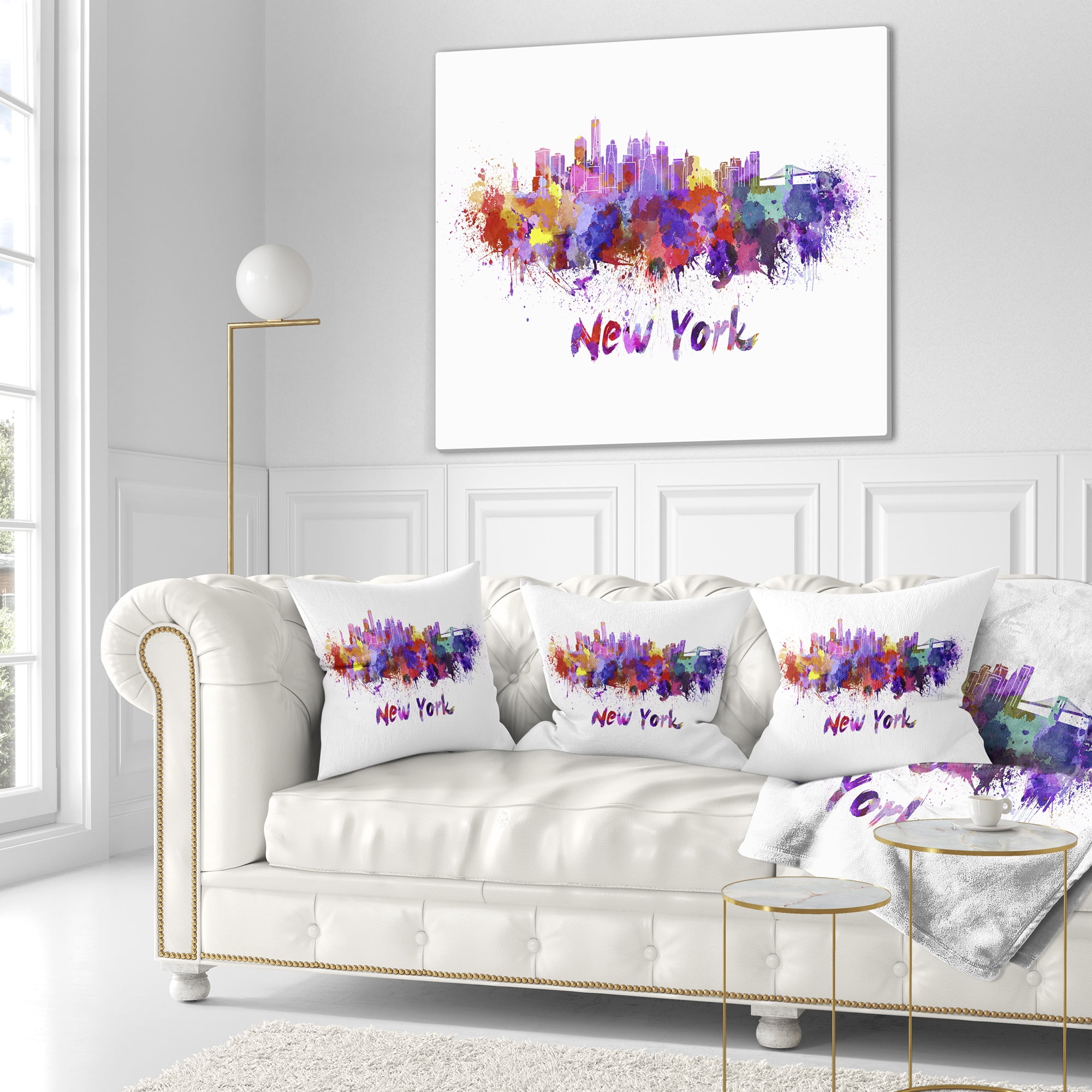 Designart New York Skyline - Cityscape Throw Pillow - 16x16