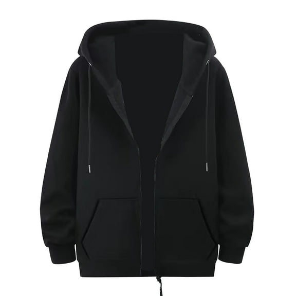 SNOWSONG Mens Hoodie, Big and Tall Hoodie Men's Casual Knit Long Sleeve Drawstring Hooded Sweatshirt Zipper Cardigan Jacket with Pocket, Oversized Hoodie, Mens Hoodies Pullover Black L