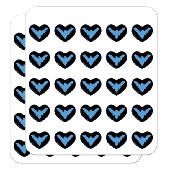 Batman Nightwing Logo Heart Shaped Planner Calendar Scrapbook Craft Stickers