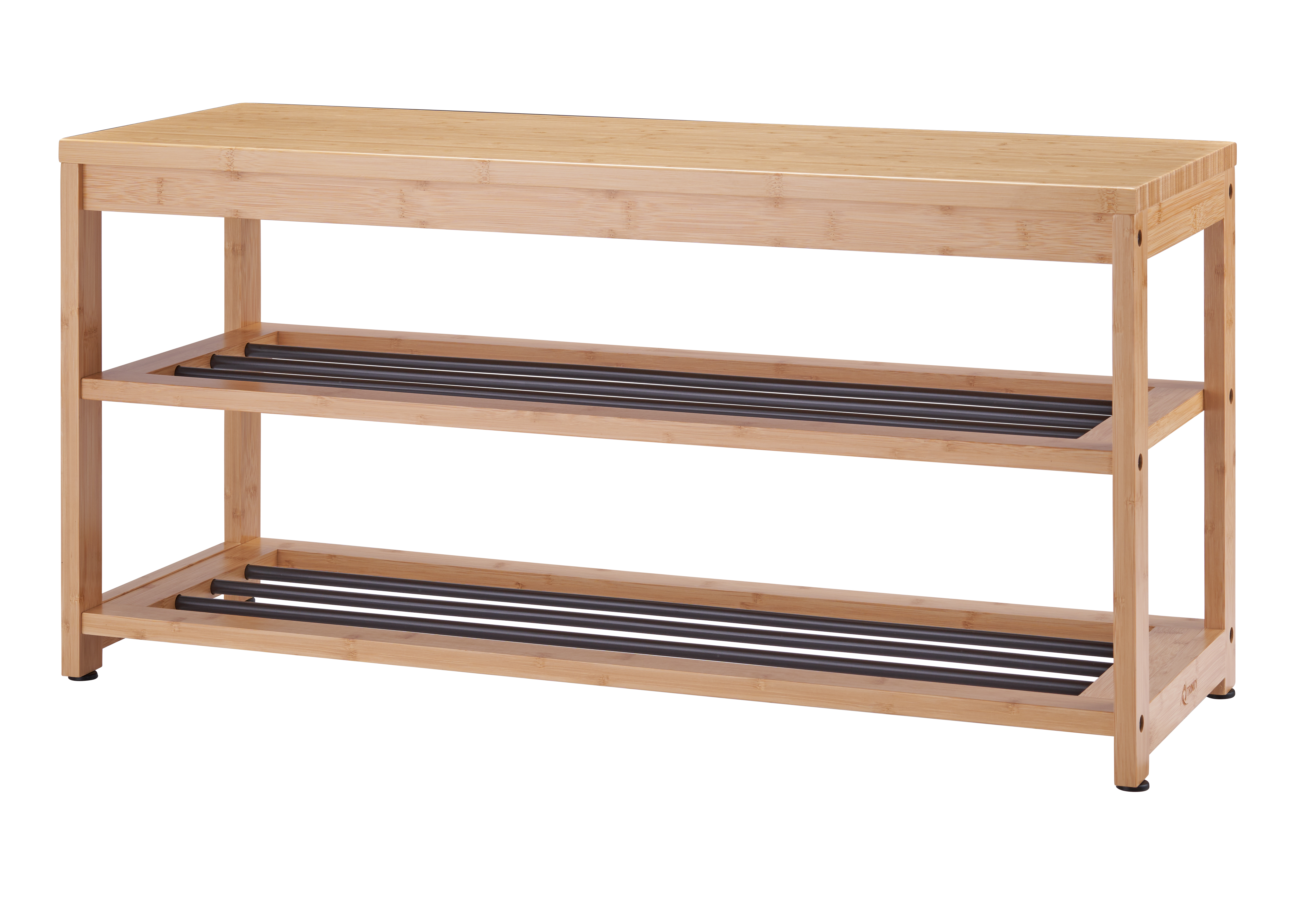 TRINITY EcoStorage® | 3-Tier Bamboo & Metal Shoe Rack | Bronze