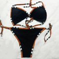 thumbnail image 5 of Bikini sexy de color sólido para mujer 2024, traje de baño ajustable con cordones, traje de baño de playa brasileño de verano, conjunto de bikini de triángulo con cuello halter, 5 of 5