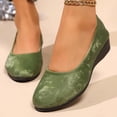 thumbnail image 4 of Womens Green Velvet Wedge Flats Comfortable Slip on Low Heel Dress Shoes Casual Work Flats Round Toe with Cushioned Insole,Size 8.5, 4 of 9