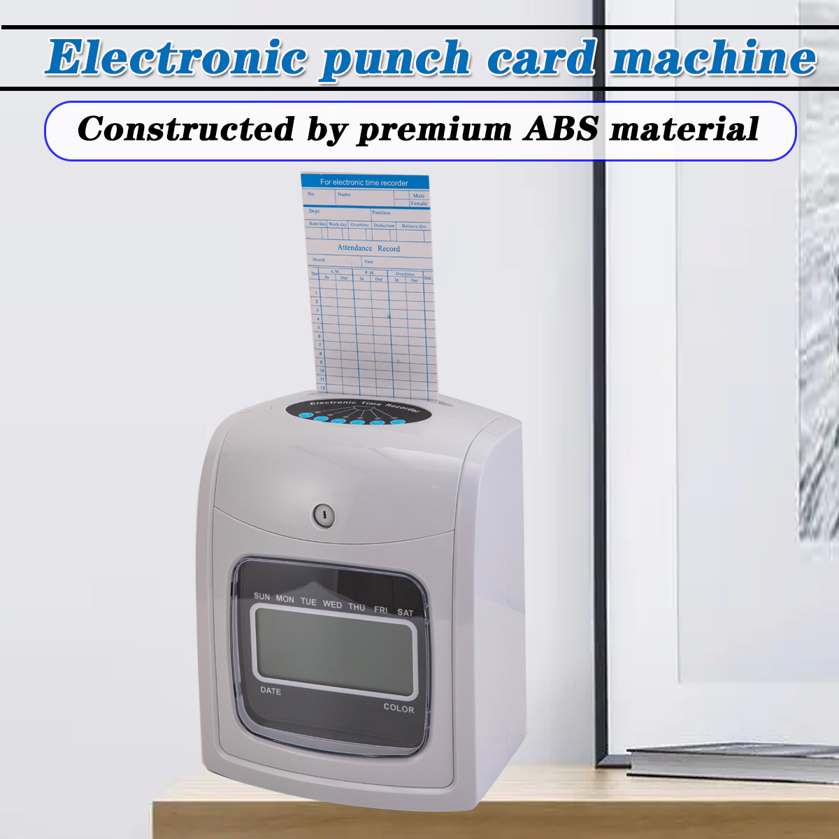 Office Punch Card Machine LCD Employee Attendance Punch Time Clock with