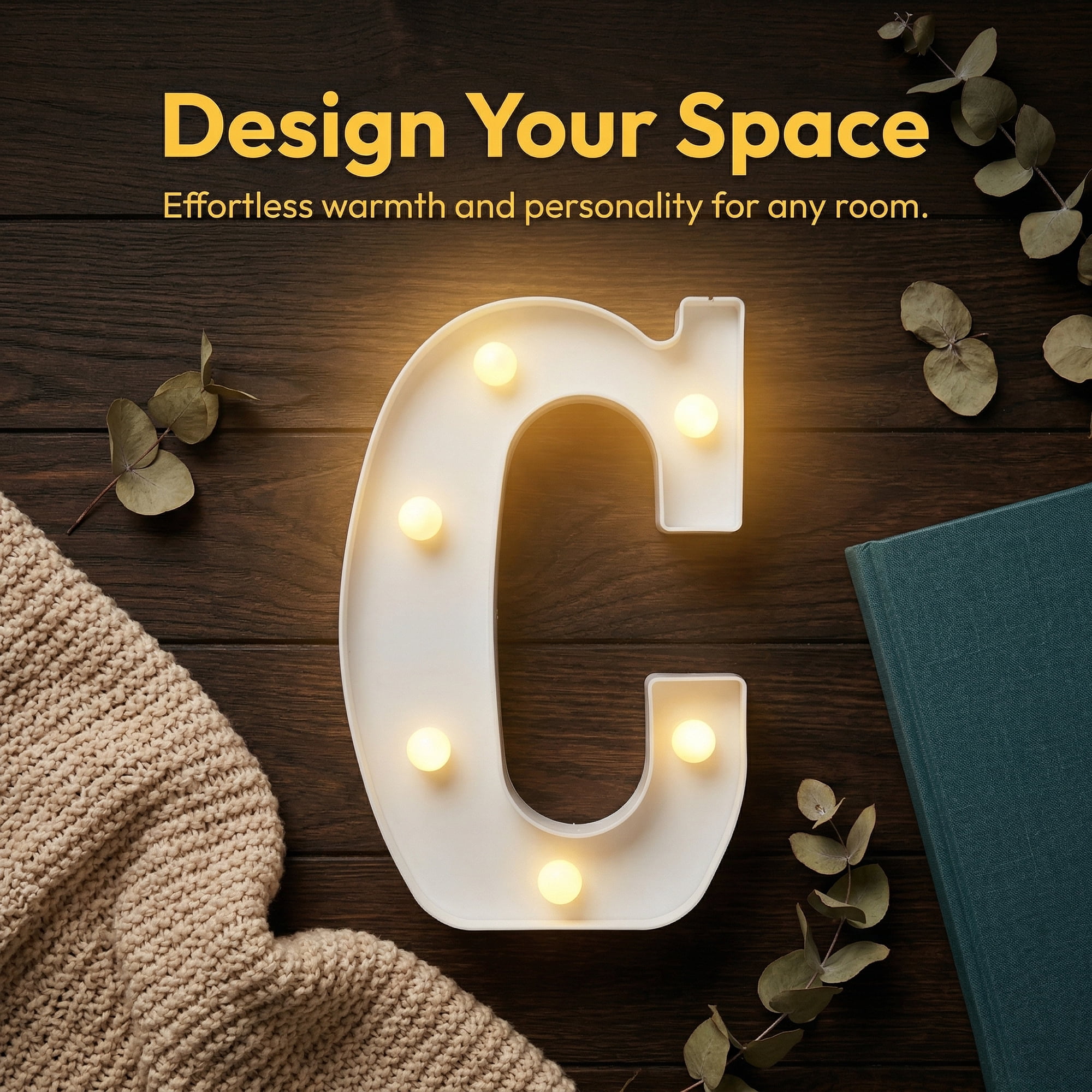 Unique Bargains Marquee Letters With Lights LED Light Up Signs Letter C 6.5"L x 1.5"W x 8.5"H