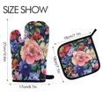 thumbnail image 2 of Yayeee Oven Mitts and Pot Holder Set of 2 Heat Resistant Kitchen Gloves Baking Hot Pad, Vibrant Pink Floral Pattern, 2 of 5