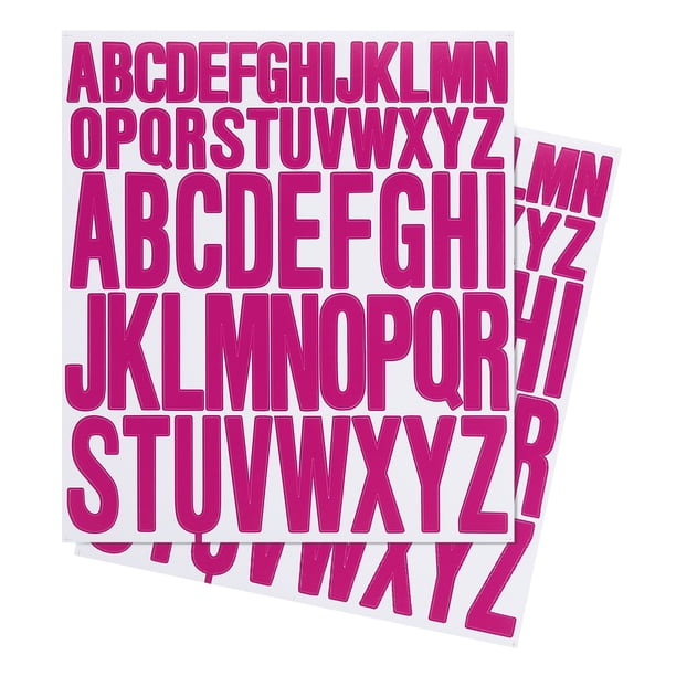 Calcomanías de Letras Uxcell 1 pulgada 2 pulgadas, 12 Hojas de Calcomanías de Letras Adhesivas de Vinilo, Rojo Rosa