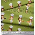thumbnail image 2 of Soimoi Crepe Silk Fabric Cook Girl Print Fabric by the Yard 42 Inch Wide, 2 of 3