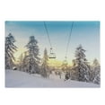 thumbnail image 1 of Winter Cutting Board, Mountains with Ski Slopes and Lifts near a Ski Center Wintersport Holiday Spots, Decorative Tempered Glass Cutting and Serving Board, in 3 Sizes, by Ambesonne, 1 of 2