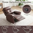 thumbnail image 3 of Farini Small Swivel Rocker Recliner Chair for Adult, PU Leather Recline Sofa Chair with Footrest for Bedrooms, Living Rooms & Small Spaces, Brown, 3 of 9