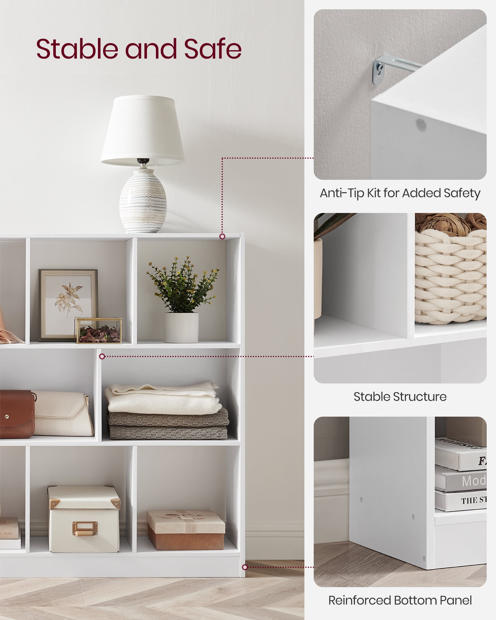 11-Cube Storage Organizer Bookcase Book Shelf Storage Cabinet for Study Bedroom Living Room White