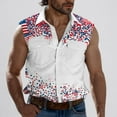 thumbnail image 2 of Débardeur de Sport Sans Manches à Col Rabattu avec Poches pour Homme, Décontracté, Mode, Imprimé Fête de l'Indépendance, 2 of 6