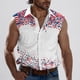 thumbnail image 2 of Camisas de Cuello para Hombres, Moda Casual Día de la Independencia Imprimir Turndown Bolsillos sin Mangas Tanque Deportivo, 2 of 5