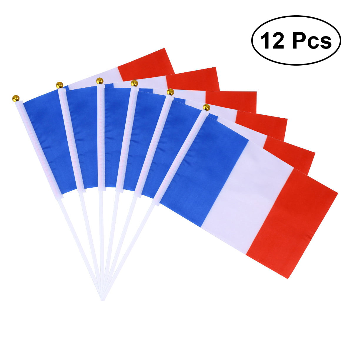 Pack of 12 Hand Held Mini France Flags French Country National Flag 14x21cm 