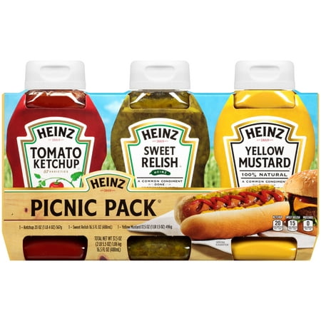 Heinz Picnic Pack: Ketchup, Sweet Relish, Yellow Mustard, 3 count, 37.5 oz
