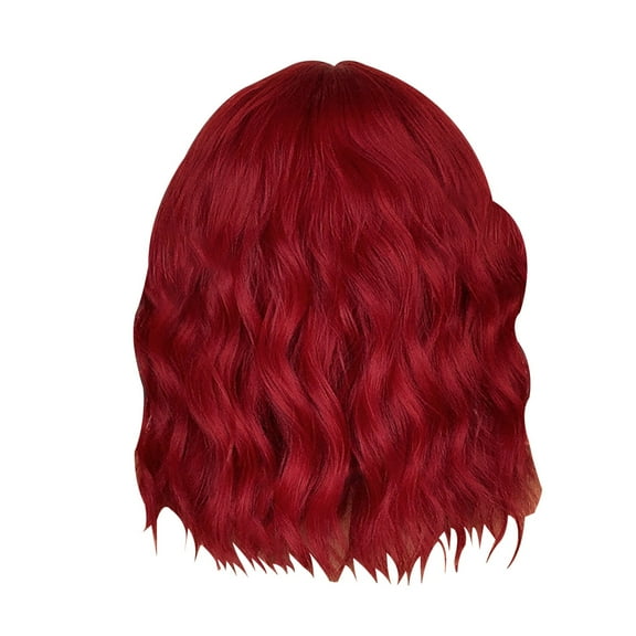 NASIQXB High Temperature Silk Wig European And American Red Bob Head Ladies Short Curly Wig Suitable For Parties Festivals 35cm/14in Curly Hair Ponytail Doll Head for Hair Styling Kids