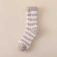 thumbnail image 2 of Fabrcox Fluffy Fuzzy Slipper Socks for Women, Striped Pattern, Non Slip Grippy Warm Winter House Socks, Soft Plush Indoor Sleeping Socks (Brown), 2 of 6