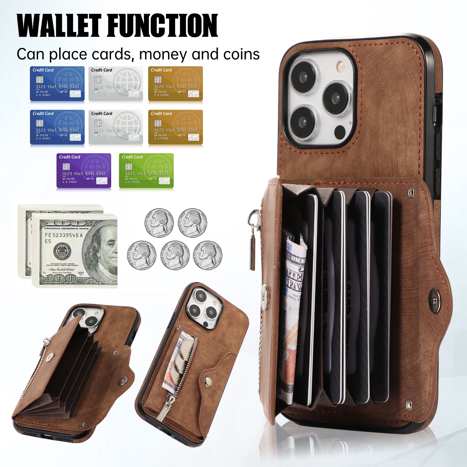 Crossbody-Handyhülle Für IPhone 15 Pro Max – Mit RFID-Schutz, Kartenfächern & Riemen, Aus PU-Leder