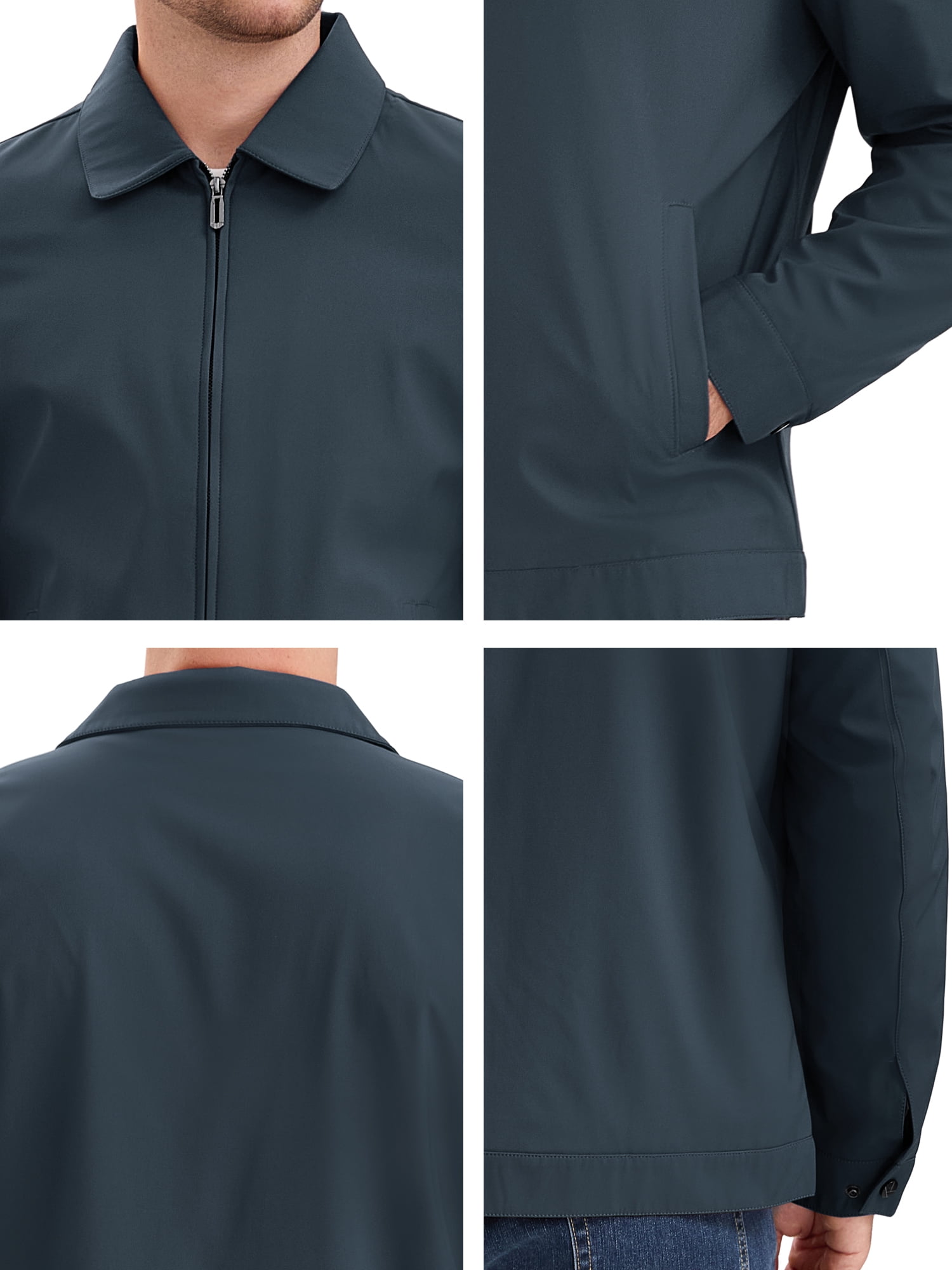 DARING DIVA Men's Long Sleeve Full Zip Up Lapel Solid Lined Jacket XL Dark Blue