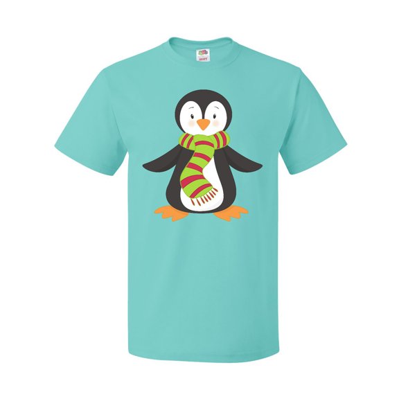 Inktastic Cute Penguin, Penguin With Striped Scarf T-Shirt