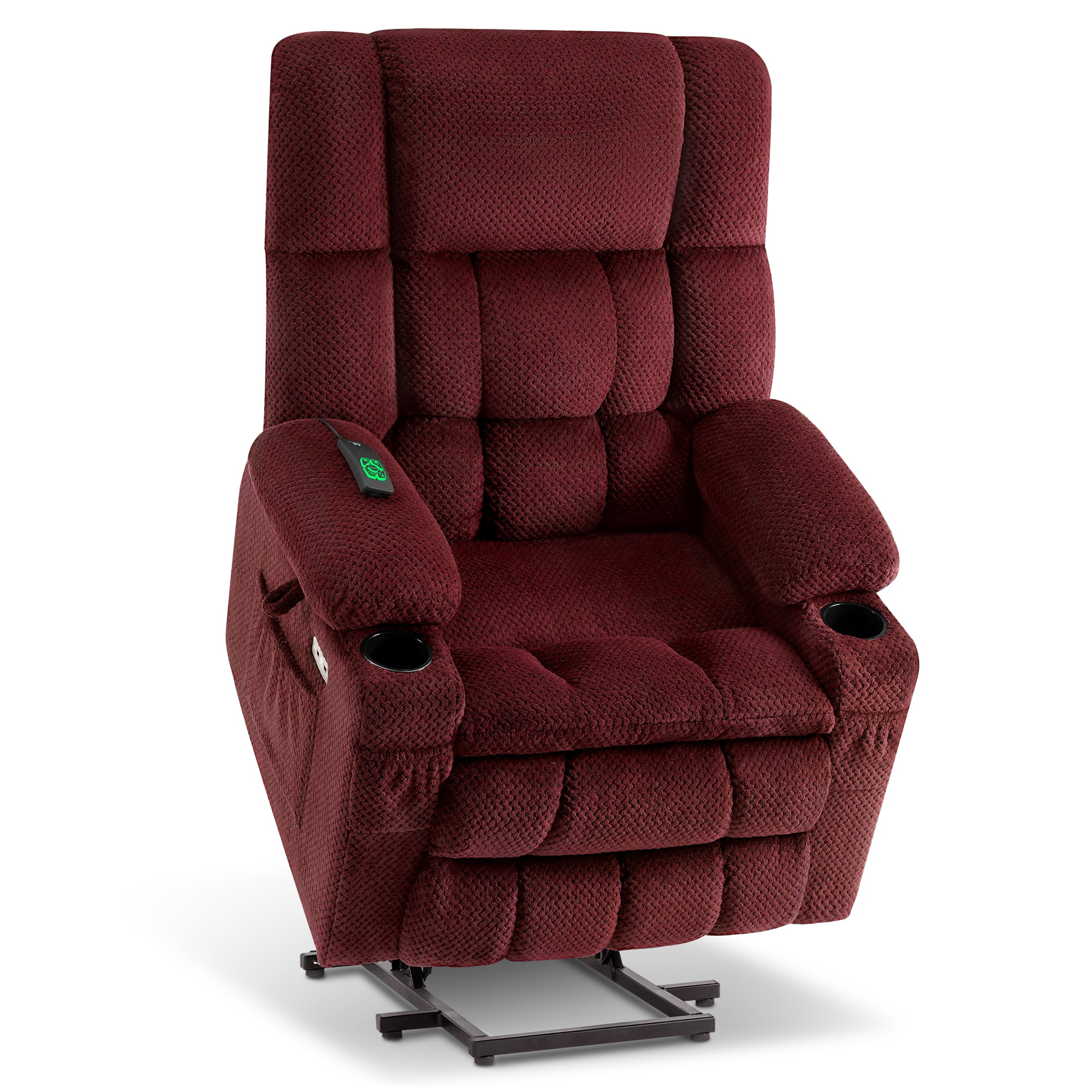 MCombo Large Lay Flat Dual Motor Power Lift Recliner for Big and Tall Elderly, Fabric(Burgundy)