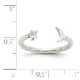 thumbnail image 3 of White Sterling Silver Ring Band Adjustable Polished Half Moon and Star, Size 9, 3 of 3