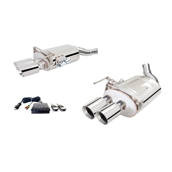 XForce ES-FM18-VMK-ABS Stainless Steel Twin 3" Axle-Back Exhaust System with Oval Varex Mufflers and Quad Tips for Ford Mustang GT 2018 (Coupe & Convertible)