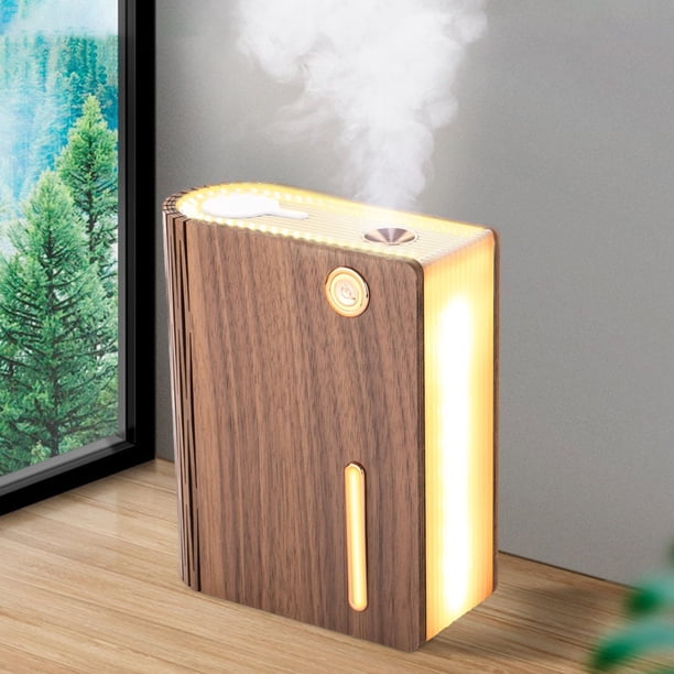 Humidificador de 320ml, Lámpara de Libro, Difusor de , Luz , Purificador Silencioso de Niebla Fría para de Noche, O , negro negro Macarena Humidificador de aire