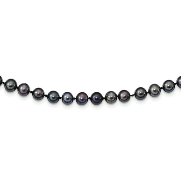 Primal Silver Sterling Silver Rhodium-plated 6-7mm Black Freshwater Cultured Pearl Necklace