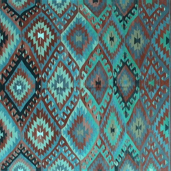 Ahgly Company Indoor Square Southwestern Light Blue Country Area Rugs, 7' Square