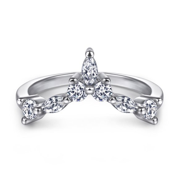 Geometric Ring for Women Silver Vee Shaped Ring Simulated Diamond Wedding Rings Design Rings European American