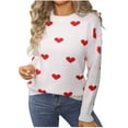 thumbnail image 2 of HOMBOM Fall Sweaters for Women Knit Winter Crew Neck White Xmas Heart Womens Tops Pullover, 2 of 9