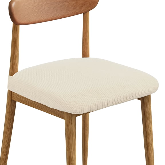 Set of 4 Chair Covers for Dining Chairs, Washable Stretch Chair Seat Slipcovers Cushion Protector for Dining Room Hotel Kitchen Banquet, Beige