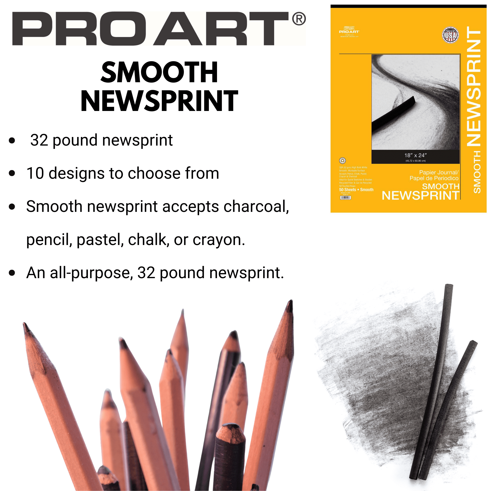 Artist Newsprint Pad 18x24 Inch 50-Sheets