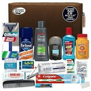 Convenience Kits International Mens Premium 20-Piece Kit with Travel Size TSA Compliant Essentials Featuring: Dove Men & Care Products in Brown Dopp Bag