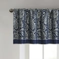 thumbnail image 3 of Paisley 50" x 18" Luxurious Classic Style Rod Pocket Valance, Jacquard Weave, Updated Paisley Motif, Blue, Adult Living Room, 3 of 5
