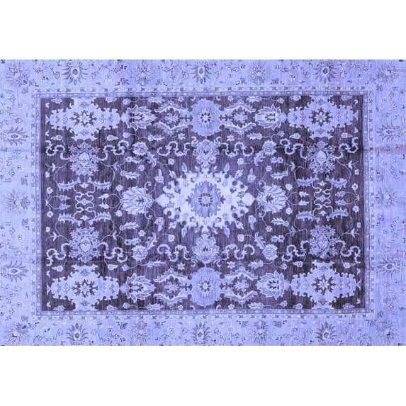Ahgly Company Machine Washable Indoor Rectangle Oriental Blue Traditional Area Rugs, 5' x 7'