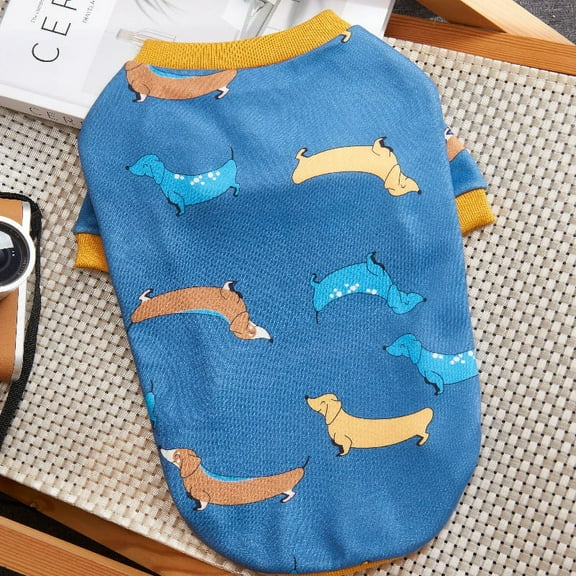 Yidarton Cartoon dog clothes autumn and winter fleece warm small dogs and cats clothing Blue