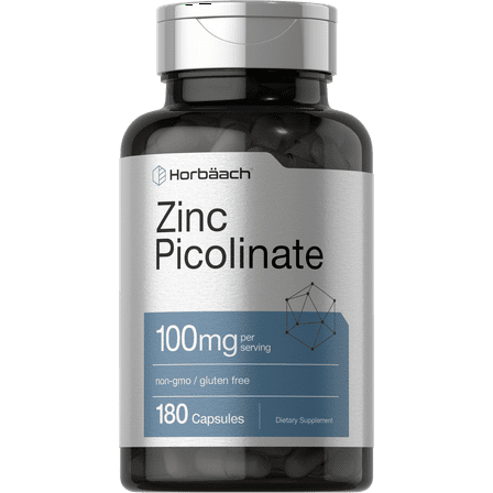 Zinc Picolinate 100mg | 180 Capsules | High Potency | by Horbaach