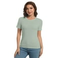 thumbnail image 5 of Womens Scoop Neck T Shirts Basic Ribbed Tees Fitted Tshirt Plain Short Sleeve Tops Casual, 5 of 6