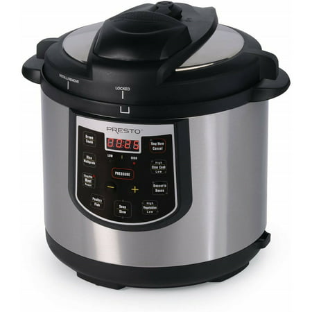 6 Qt Electric Pressure Cooker Plus, Product Warranty: Yes, Top Programmable Settings: Brown/Saute; Rice/Multigrain; Meat; Poultry/Fish; Soups/Stew; Vegetables; Desserts/Beans; Slow Cook and Keep Warm