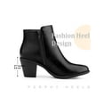 thumbnail image 4 of BLISSFUL STEP Women's Ankle Boots Mid Height Chunky Heel Round Toe Double Zipper Booties Black 7, 4 of 6