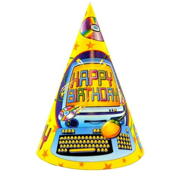 Computer Birthday Cone Hats (8ct)