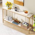 thumbnail image 4 of Tribesigns 70.9 Inch Extra Long Console Table, Modern Narrow Sofa Table, White and Gold Entry Table Behind Couch Table with Open Storage Shelf, Entryway/Hallway Table for Living Room, 4 of 7