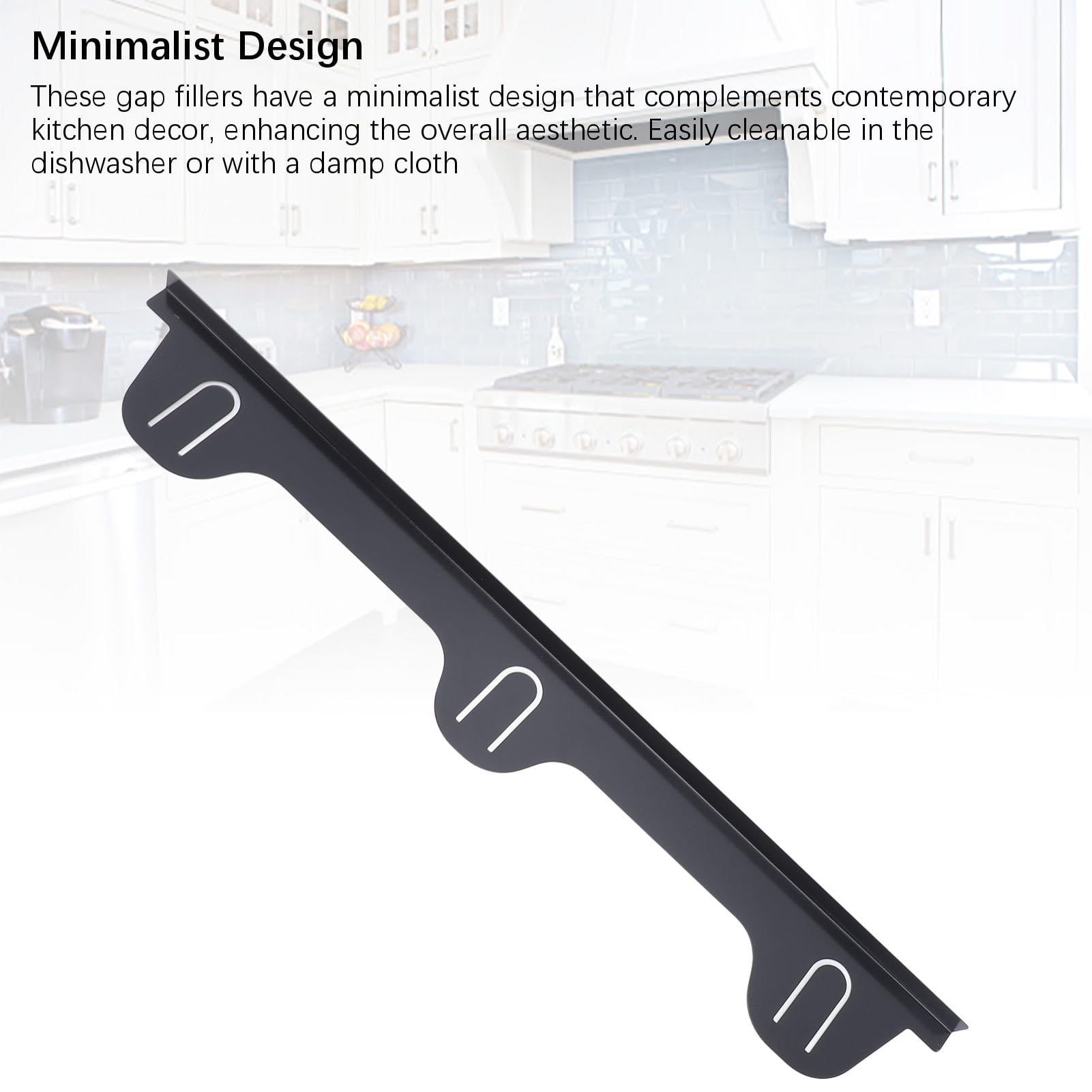 BIMZUC 2‑Pack Stainless Steel Stove Gap Covers – 59.5 × 8 cm Black, Heat‑Resistant, Dust‑Free Kitchen Counter Protector