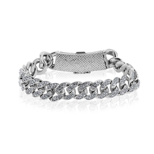 JeenMata Pulsera de Eslabones Cubanos de Metal Blanco para Hombre Joyería Elegante y con Estilo