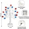thumbnail image 3 of 4th of July Decorations Lighted Tree, 24 Inch Patriotic Tabletop Decor, 24 LED Red White & Blue Star Lights, 8 Modes USB & Battery Operated, July 4th Tree for Home Office Desk Mantel, 3 of 9
